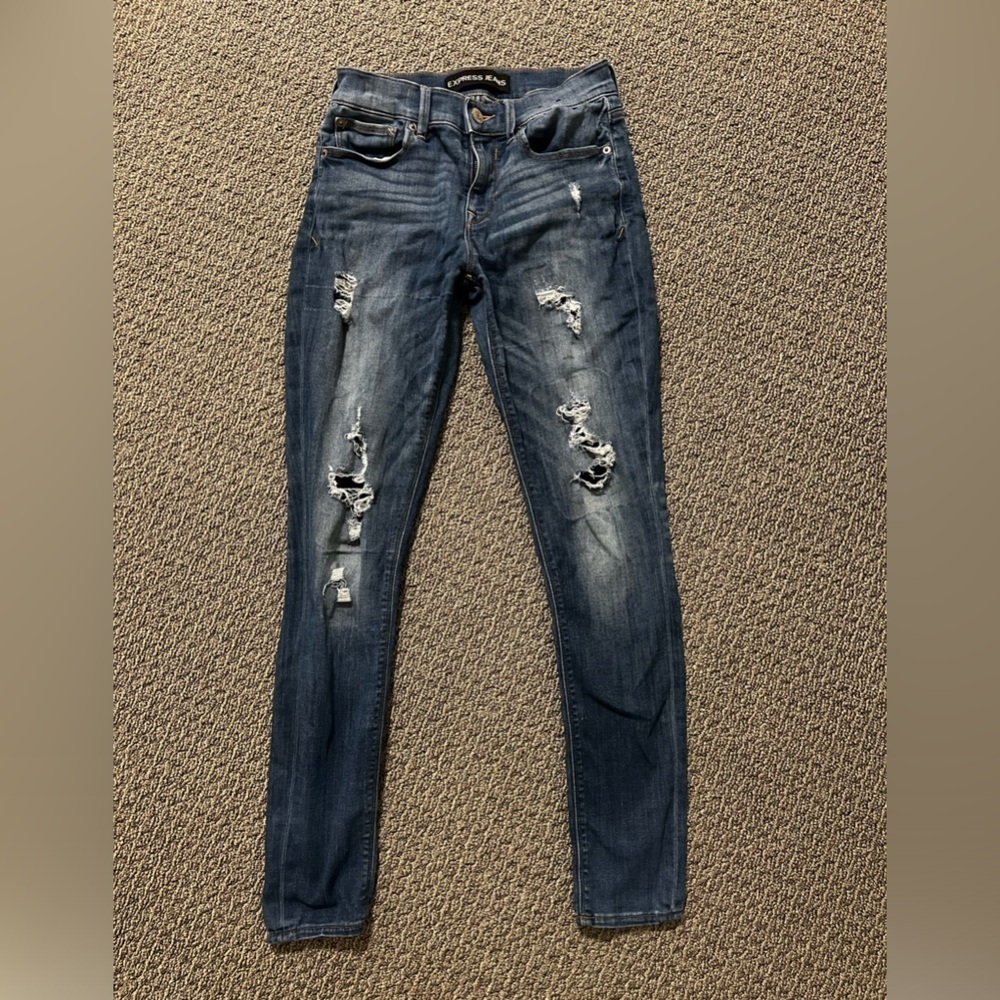 Express Skinny Mid Rise Distressed Women's Size 4 Jeans